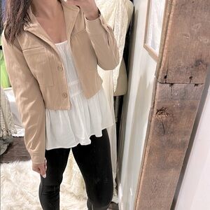 Aaron & Amber Tan Women's cropped boho  Jacket size small